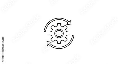 Gear with circular arrows symbol.