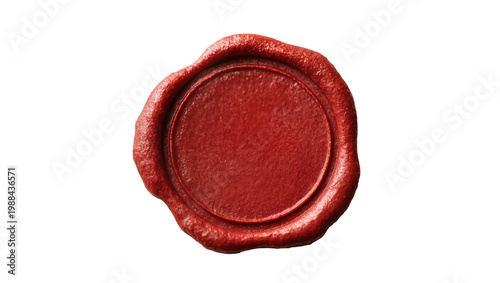 Canvastavla Crimson red wax seal stamp with textured surface, isolated on transparent backgr