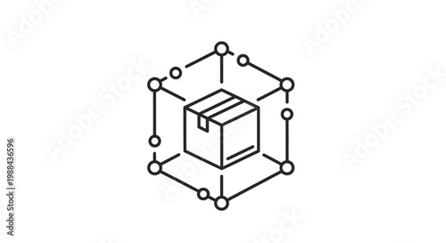 Geometric cube with connected nodes.