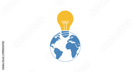 Globe with Light Bulb Idea Concept.