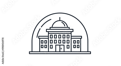 Government Building with Dome Structure.