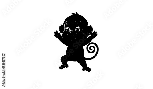 Trendy cute monkey cartoon mascot with smiling face playful child vector illustration