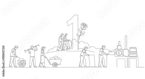 People working together on construction site.