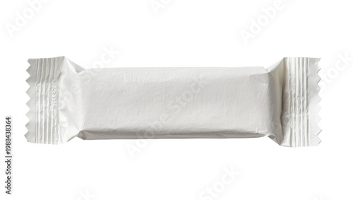 Canvas Print Small white candy bar wrapper with crimped ends, isolated on transparent backgro