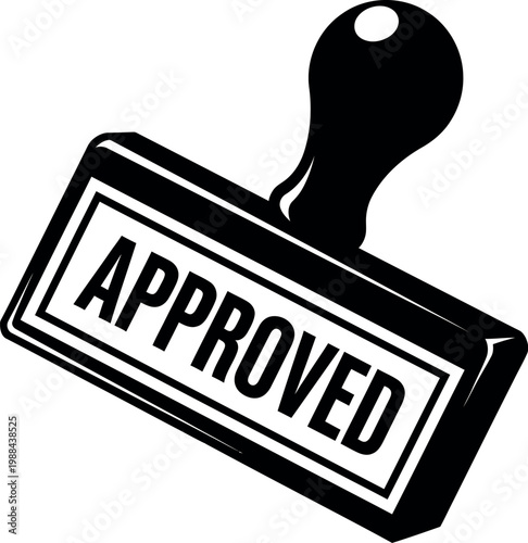 Black approved stamp on for approval and validation purposes
