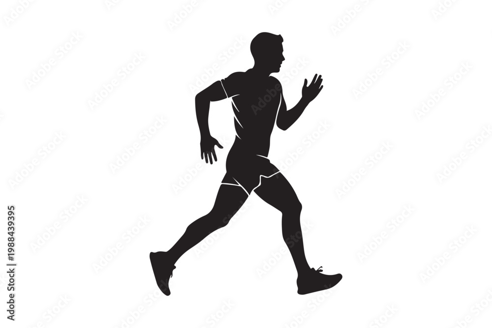 Obraz premium Powerful male runner icon isolated on white for healthy lifestyle branding.