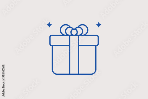 Tied gift box line icon for birthday presents and holiday surprise exchanges. Generous Vector Illustration for retail discount banners and personal celebration cards.