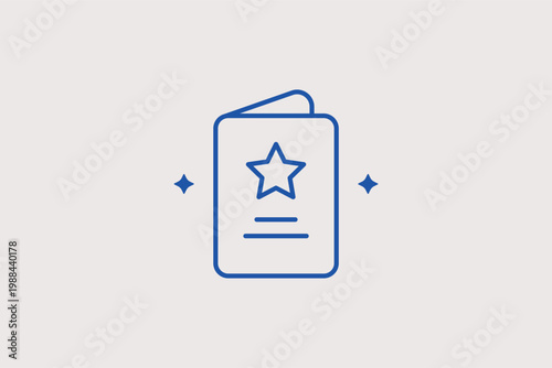 Greeting card with star line icon for festive messages and congratulatory notes. Sincere Vector Illustration for invitation templates and holiday mailing service branding.