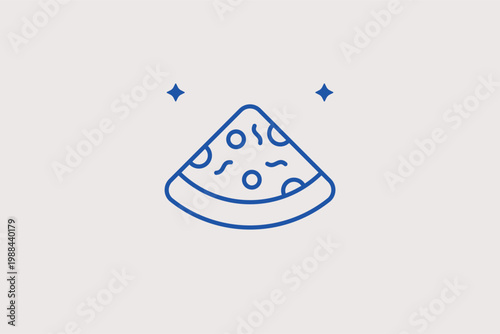 Slice of pizza line icon for party snacks and fast food delivery services. Savory Vector Illustration for pizzeria takeout menus and casual office lunch invitations.