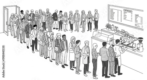 People Waiting in Line for Entry.