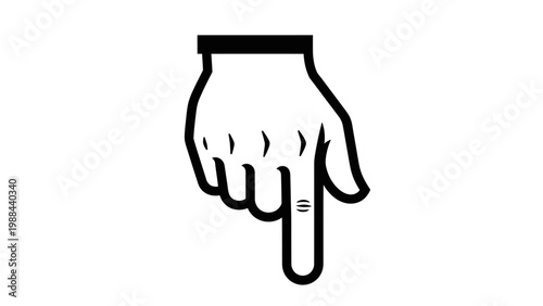 Hand Cursor Pointing Down Icon, Click Action, Navigation Element, User Interface Design
