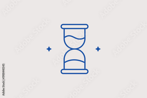 Sand hourglass timer line icon for countdown tracking and time limit management. Classic Vector Illustration for waiting screen interfaces and historical time-lapse videos.