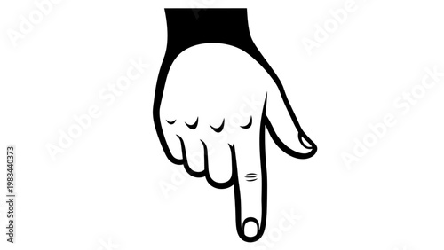 Hand pointing down, index finger indicating direction, gesture, communication, isolated on white background