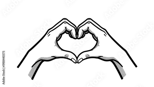 Hand gesture forming a heart shape, symbol of love and affection, isolated on white background