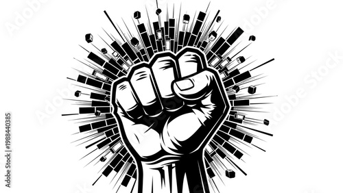 Fist Raised in Protest, Symbol of Power, Revolution, and Solidarity