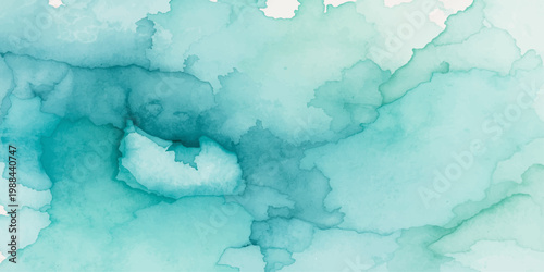 Blue watercolor sky with icy abstract texture and soft cloud like winter paint background