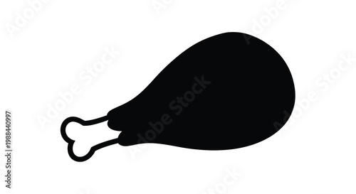 A stark black silhouette of a chicken leg is presented against a clean white background