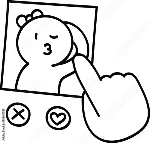 Hand Swiping Profile with Like and Dislike Icons