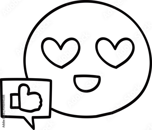 Happy Character with Heart Eyes and Like Notification