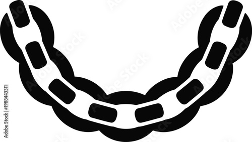 Black and white silhouette of a curved dental aligner or orthodontic retainer tray for teeth straightening treatment isolated on a white background file