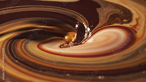 Rich chocolate swirl in creamy mixture showing texture and movement  