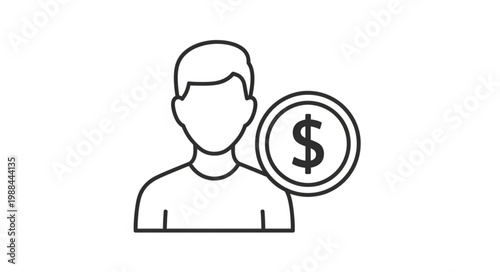 Person with Dollar Coin Icon Representing Financial Success.