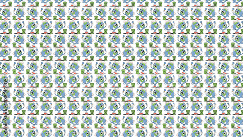 earth day illustration pattern with green leaves and recycling symbols