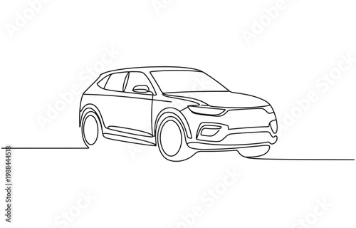 Continuous one line of a luxury car, sleek minimalist design.