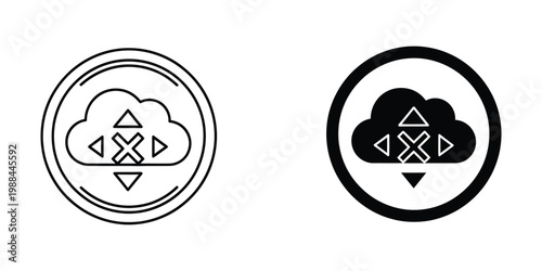 Cloud storage icons showing data transfer status and restrictions