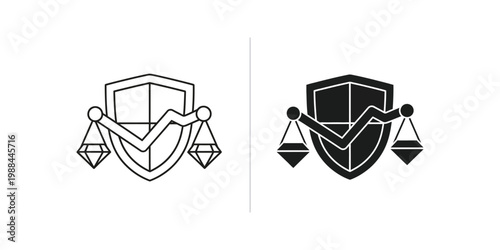 Balance scales depicting contrasting visual weights and equilibrium concepts in modern design