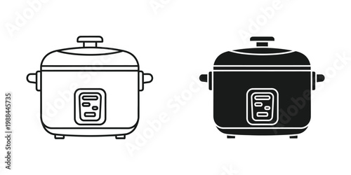 Comparison of two differently colored rice cookers with control panels