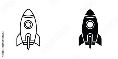 Contrast between a white and black space rocket illustration side by side
