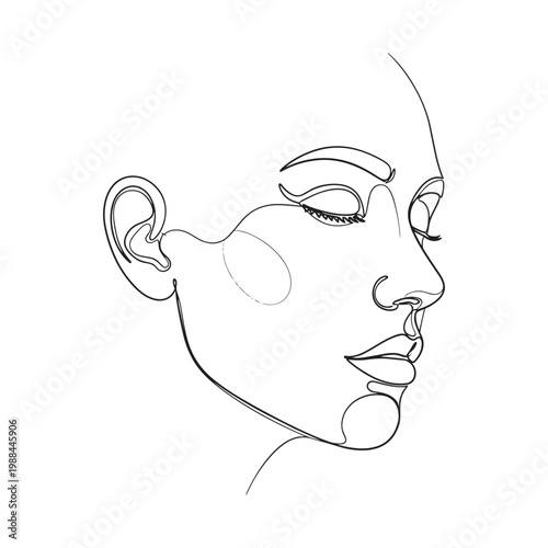 woman face profile line art vector illustration