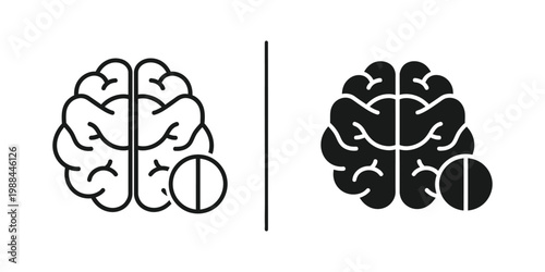 Comparison of brain hemispheres highlighting left and right side differences in black and white