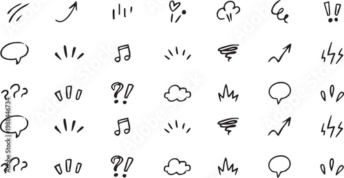 Doodle shine sunburst sparkle ray elements. Hand drawn pop surprise line frame for title headline illustration. Doodle vector illustration.