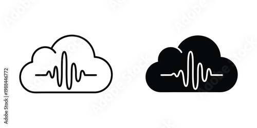 Contrast between cloud storage icons with different audio waveform styles inside