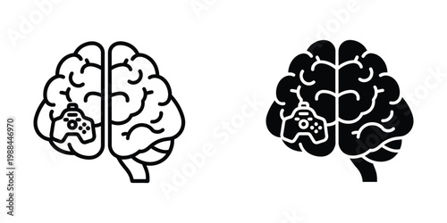 Gaming controller integrated with brain hemispheres to symbolize mental engagement in gaming
