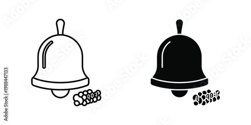 Contrast of traditional and modern bell icons with clapper illustrations