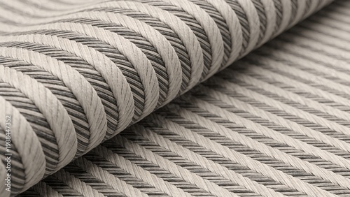 Rolled fabric with striped pattern and textured weave design
