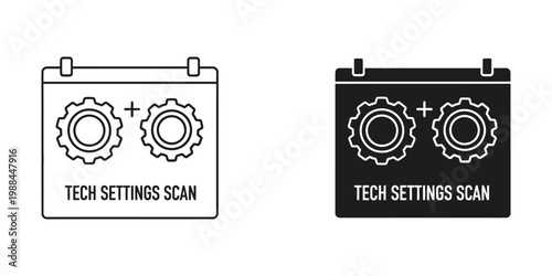 Two contrasting tech settings scan icons displayed side by side