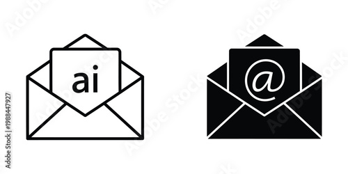 Contrast between ai and email symbols using envelope icons