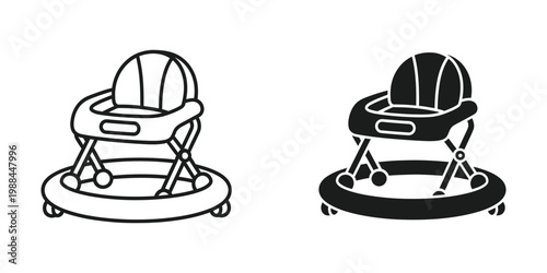 Comparison of a light-colored and dark-colored baby walker toy with wheels