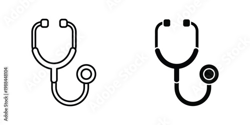 Comparison of traditional and modern stethoscope designs in black and white illustration