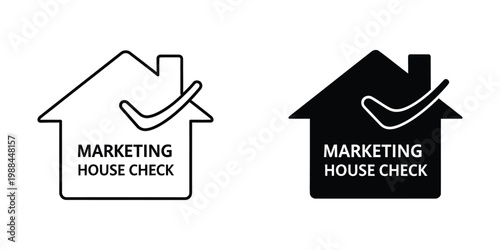 Marketing house check symbols in positive and negative contrast styles