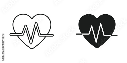 Heart rate monitor icons depicting health and medical monitoring with electrocardiogram lines