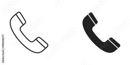 Two contrasting telephone icons in a minimalist design style