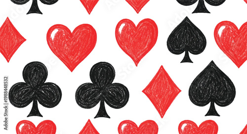 A set of black and white playing card suit symbols on a white background.