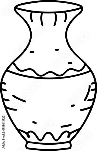 Ancient ceramic vase outline with decorative patterns and traditional pottery design