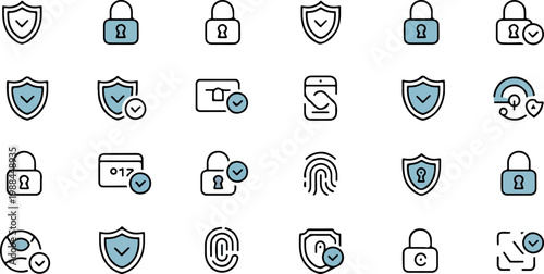 Collection of twenty four security and data protection icons