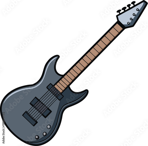 Electric bass guitar isolated on white background vector illustration